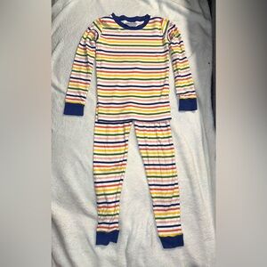 LAKE kids long set pajamas, multi color stripes, size 6/7, super soft, like new